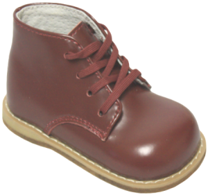 LEATHER BABY WALKING SHOES EE WIDTH (0151501) BURGANDY